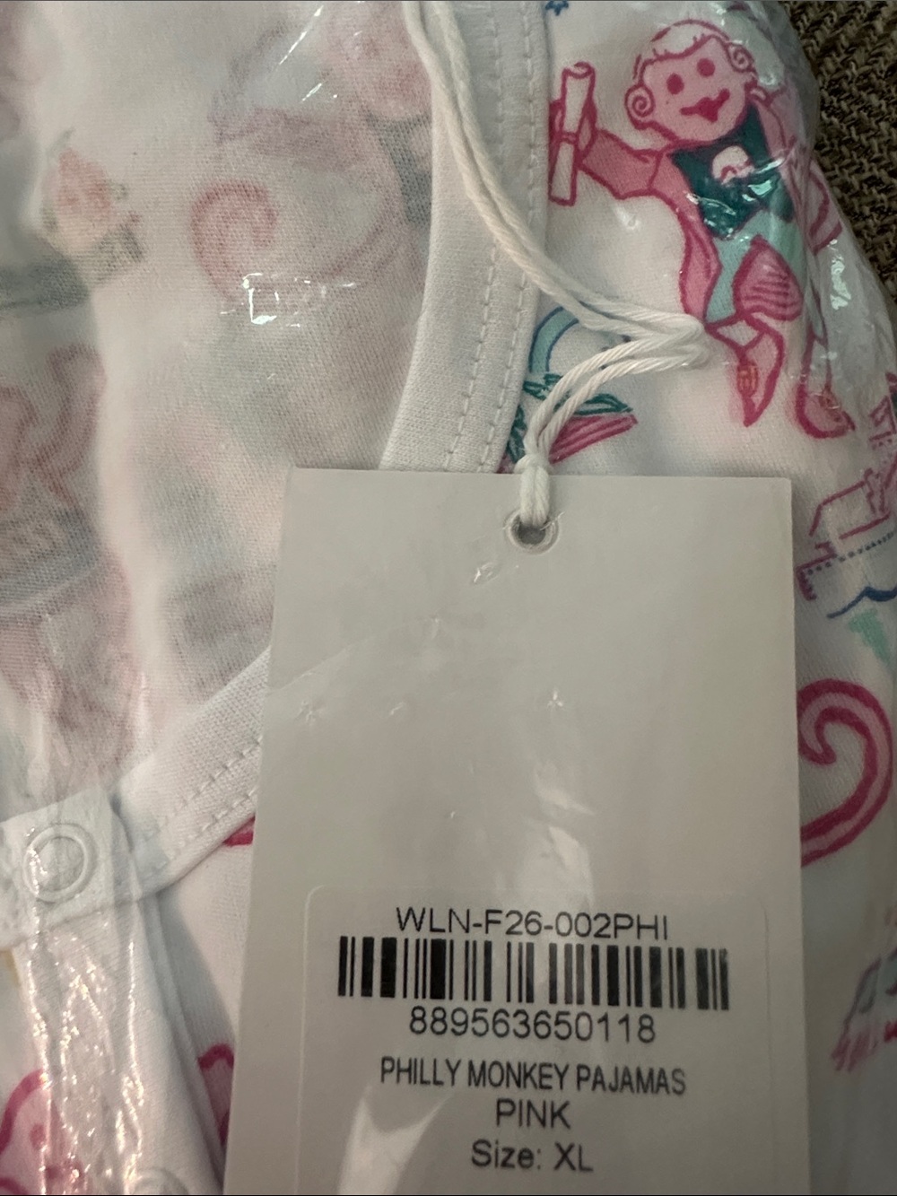 New with tags Roller Rabbit Philadelphia limited edition monkey pajamas XL - Picture 5 of 5
